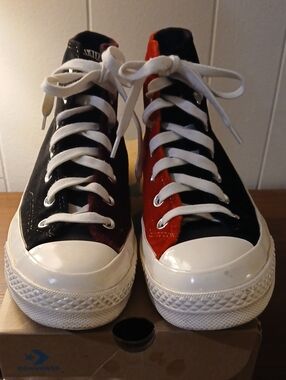 Womans High-Top Women's Sneakers in Black and Red/Maroon Velvet- Classic Lace-Up
